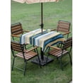 thumbnail image 5 of Square Outdoor Tablecloth with Umbrella Hole Blue Yellow Striped Outside Table Cloth Waterproof Patio Table Cover Modern Stripes Art Watercolor Zipper Tablecloths for Picnic Party Camping 60x60 Inch, 5 of 8