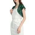 thumbnail image 4 of INSPIRE CHIC Women's Lace Cardigan Open Front Elegant Short Sleeve Sheer Floral Cropped Bolero Lace Shrug Top XS Dark Green, 4 of 7