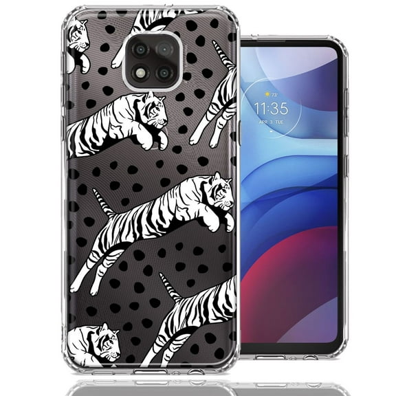 MUNDAZE For Motorola Moto G Power 2021 Tiger Polkadots Design Double Layer Phone Case Cover
