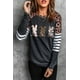 thumbnail image 2 of ABPHQTO Top de manga larga con diseño de conejito a rayas de leopardo negro para mujer, 2 of 5