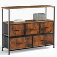 thumbnail image 6 of edx Dresser TV Stand with 5 Fabric Drawer, Rust Brown, 6 of 8