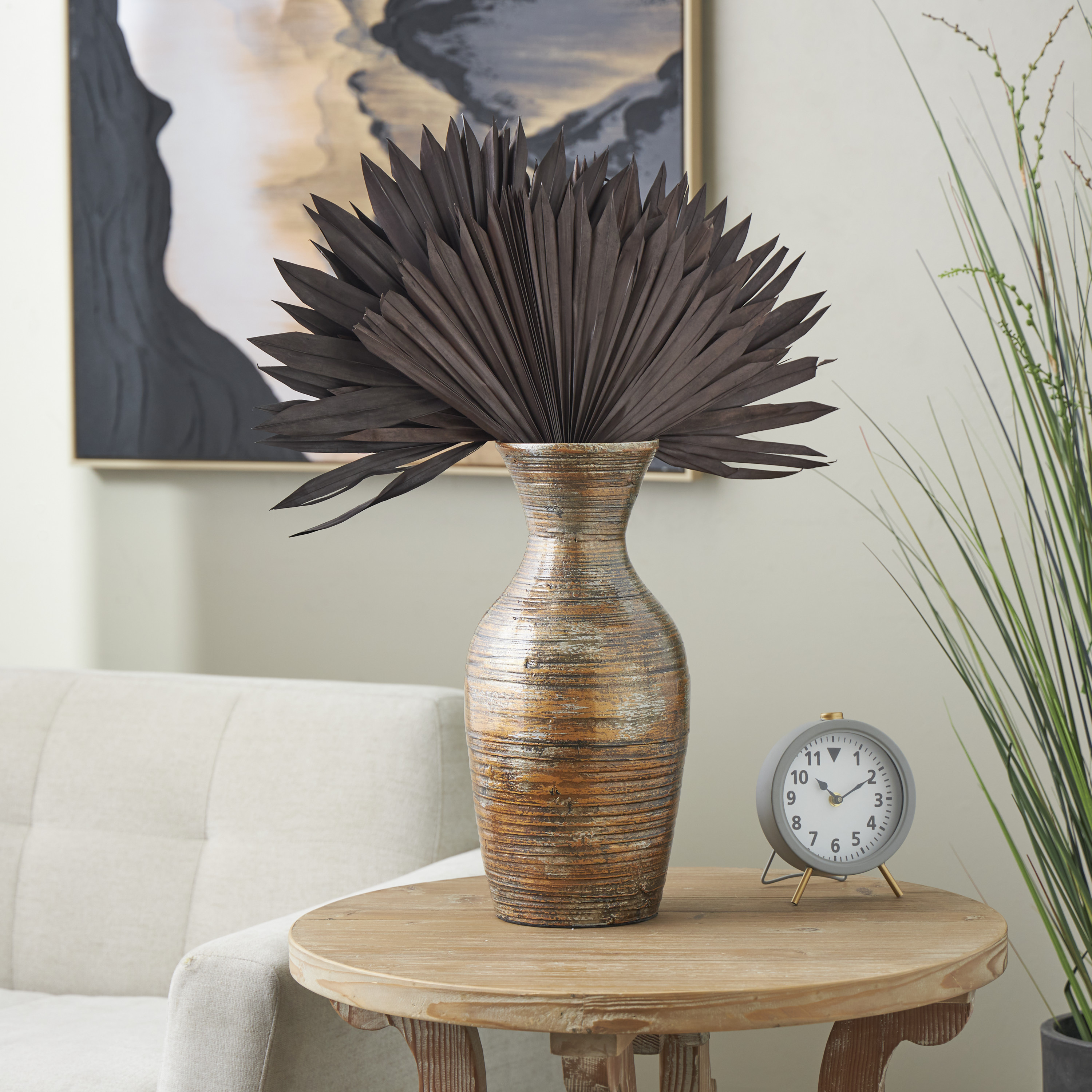 26" Handmade Large Sun Palm Spear Dried Plant Natural Foliage Palm Leaf Bouquet, by DecMode