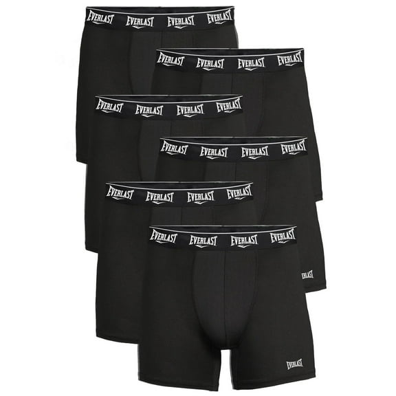 Everlast Mens Boxer Briefs Active Performance Breathable Underwear for Men, Black 2X 6-Pack