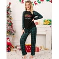 thumbnail image 6 of Matching Family Women's Pajamas Sets Christmas Pajamas Letter Print Top and Plaid Bottom Sleepwear Jammies with Pockets, 6 of 9