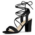 thumbnail image 1 of Sandalias De Tacón Alto Con Cordones Talón Abierto Para Mujeres Negro 41, 1 of 7