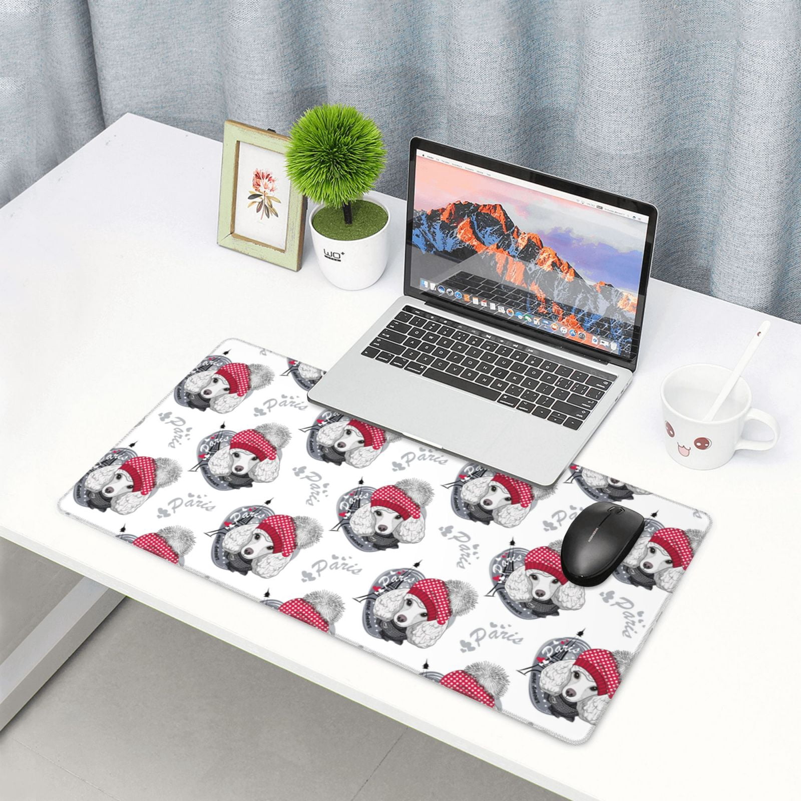 Kdxio Cute Poodle Dog Print Large Gaming Mouse Pad,Non-Slip Base,Water Resist Keyboard Pad for Gamer,Office & Home,29.5 x 15.8 in