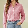 thumbnail image 4 of CBASIHI Womens Plaid Button Down Shirts- French Style Casual Trendy Collared Lightweight Loose Fit Tops Red Size S, 4 of 7