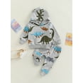 thumbnail image 2 of Bagilaanoe 2Pcs Newborn Baby Girl Boy Long Pants Set Dinosaur Print Long Sleeve Hooded Pullover Tops+ Trousers Infant Fall Casual Sweatsuit, 2 of 9