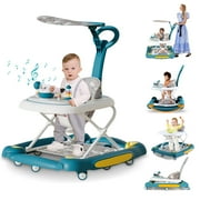 FACNOATIHN 6-in-1 Baby Walker, Foldable Push Walker with Musical Activity Station, 6-24 Months, Green