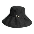 thumbnail image 1 of Sombrero de pescador ajustable con circunferencia de 55-58 cm, sombrero de ala grande para mujer, protector solar, sombrero plegable con encaje de perlas, 1 of 5