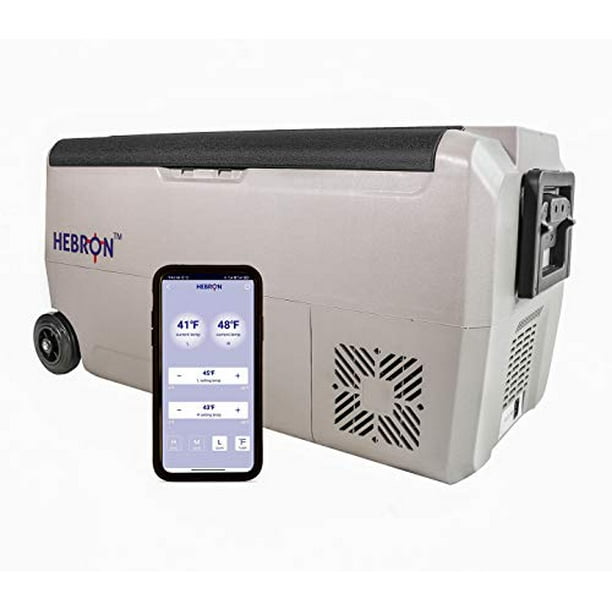 Hebron 33 Quart Dual Zone Portable Refrigerator/Freezer for Camping Fishing and Travel 12/24