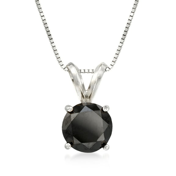 Ross-Simons 2.00 Carat Black Diamond Solitaire Necklace in 14kt White Gold, Women's, Adult