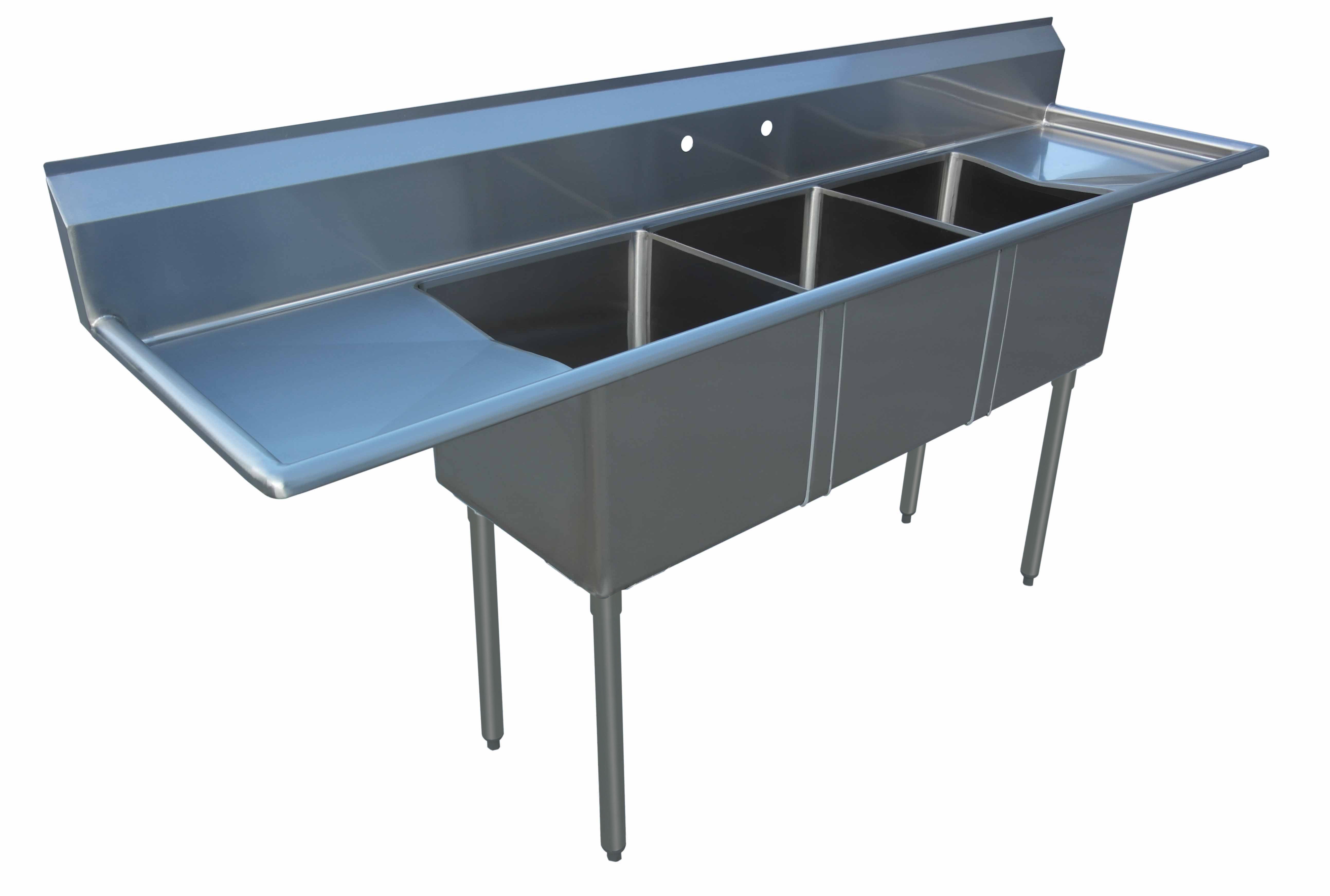 90 ins Stainless Steel 3 Compartment Sink NSF