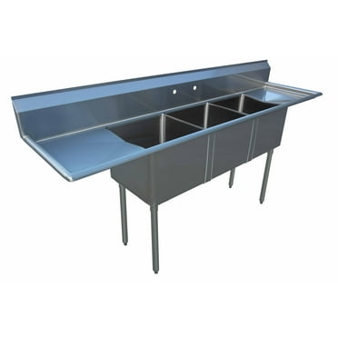 90 ins Stainless Steel 3 Compartment Sink NSF