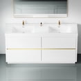 thumbnail image 5 of 72" Freestanding Vanity with 2 Sinks | Four Drawers for Bathroom Storage | Glossy White Finish, Attractive Appearance | Soft-Close Hinges for Quiet Closure, 5 of 7
