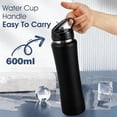 thumbnail image 5 of Insulated Water Bottle 20 OZ Stainless Steel Water Bottle with Straw Metal Water Bottle Double Wall Leakproof Keeps Drinks Hot and Cold (Black), 5 of 7