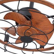20 inch Brown Caged Ceiling Fan with Lights, Industrial 6-Light Fan Light Fixture with Remote Control, Reversible 6-Speed for Bedroom,Living Room.