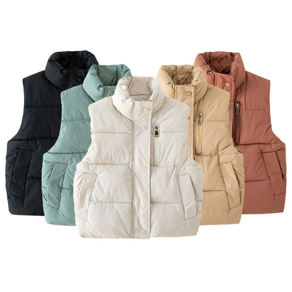 Esaierr Toddler Boys Puffer Vest Jacket Kids Winter Vest Coat Warm Sleeveless Jacket Outerwear Zip Cotton Jacket for 3-12Y