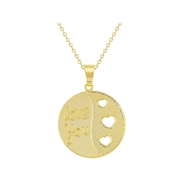 In Season Jewelry 18k Gold Plated I Love You Necklace Pendant Heart Medal 19 Walmart Com Walmart Com