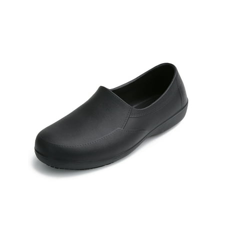 

GENILU Mens Oil Proof Waterproof Work Shoes Slip On Food Service Round Toe Kitchen Shoe Black 5.5-6