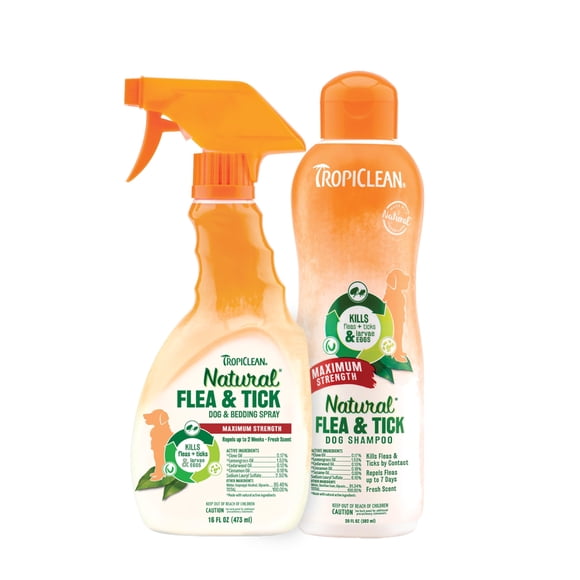 Champú y spray de ropa de cama Flea & Tick Max Strength para perros