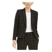 KASPER Womens Black Plaid Suit Wear To Work Jacket  Size 14