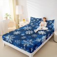 thumbnail image 4 of Manfei Chic Snowflakes Bed Sheets 4 Pieces, Merry Xmas Christmas King Sheets, Blue White Sheet Set, Breathable Home Decor, 4 of 7