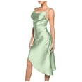 thumbnail image 2 of Ahuyic Womens Summer Casual Dress,Womens Plus Size Dress,Womens Solid Color Slim Fitting Camisole Elegant Dress Dress,Mint Green,S, 2 of 5