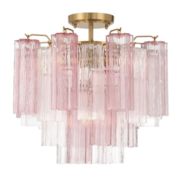 ADD-300-AG-SP_CEILING Crystorama Lighting Addis - 4 Light Flush Mount In Geometric Style-13.75 Inches Tall and 17.75 Inches Wide-Aged Brass