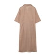 thumbnail image 4 of HH TRAF 2024 Vestidos de estilo playero para mujer, cuello vuelto a rayas, medias mangas, cordones decorativos, vestido largo de verano para mujer a la moda, 4 of 5
