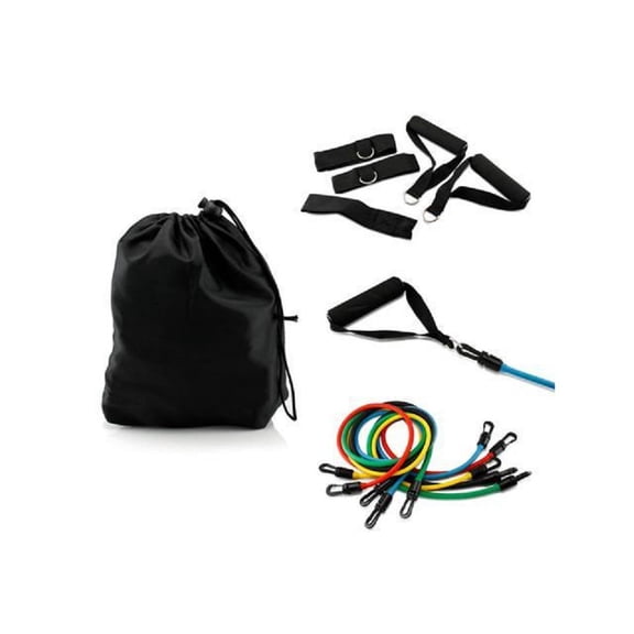New 11 Piece Resistance Band Set Heavy Duty Yoga Pilates Abs Exercise Fitness Workout Bands