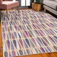 thumbnail image 3 of Retro Decorative Rug, Sixties and Seventies Style Geometric Round Shaped Repeated Symmetric Design, Quality Carpet for Bedroom Dorm and Living Room, 6 Sizes, Purple Grey, by Ambesonne, 3 of 4