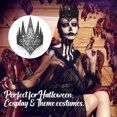 thumbnail image 5 of 2 piezas de corona de reina real troquelada, corona de reina malvada con purpurina para Halloween, disfraz de corona de bruja, accesorios para el cabello para Cosplay, negro, dorado, 5 of 5