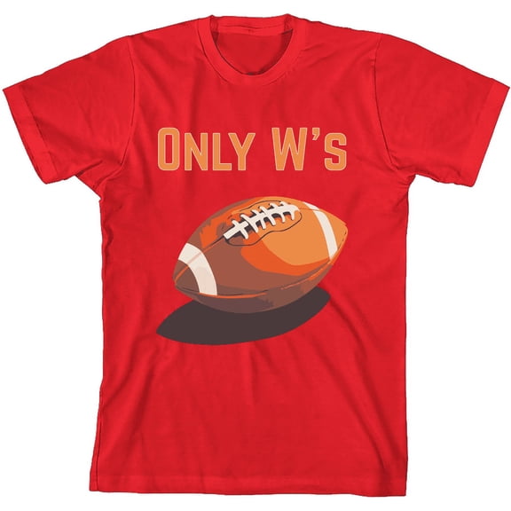 Only W's American Football Youth Red Crew Neck Short Sleeve Tee-Small