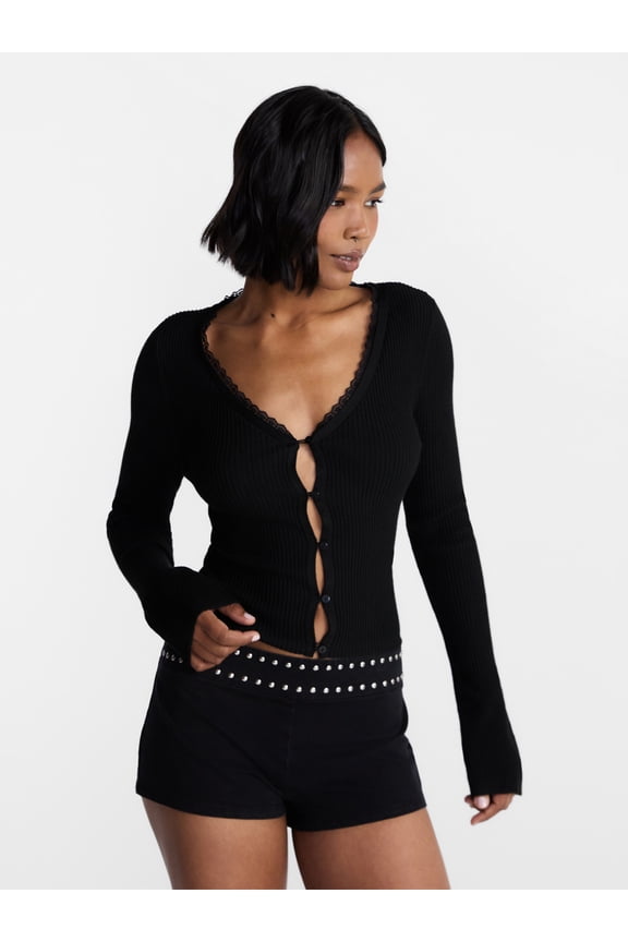 Lace Trim Cardigan, Women's XXS-XXL