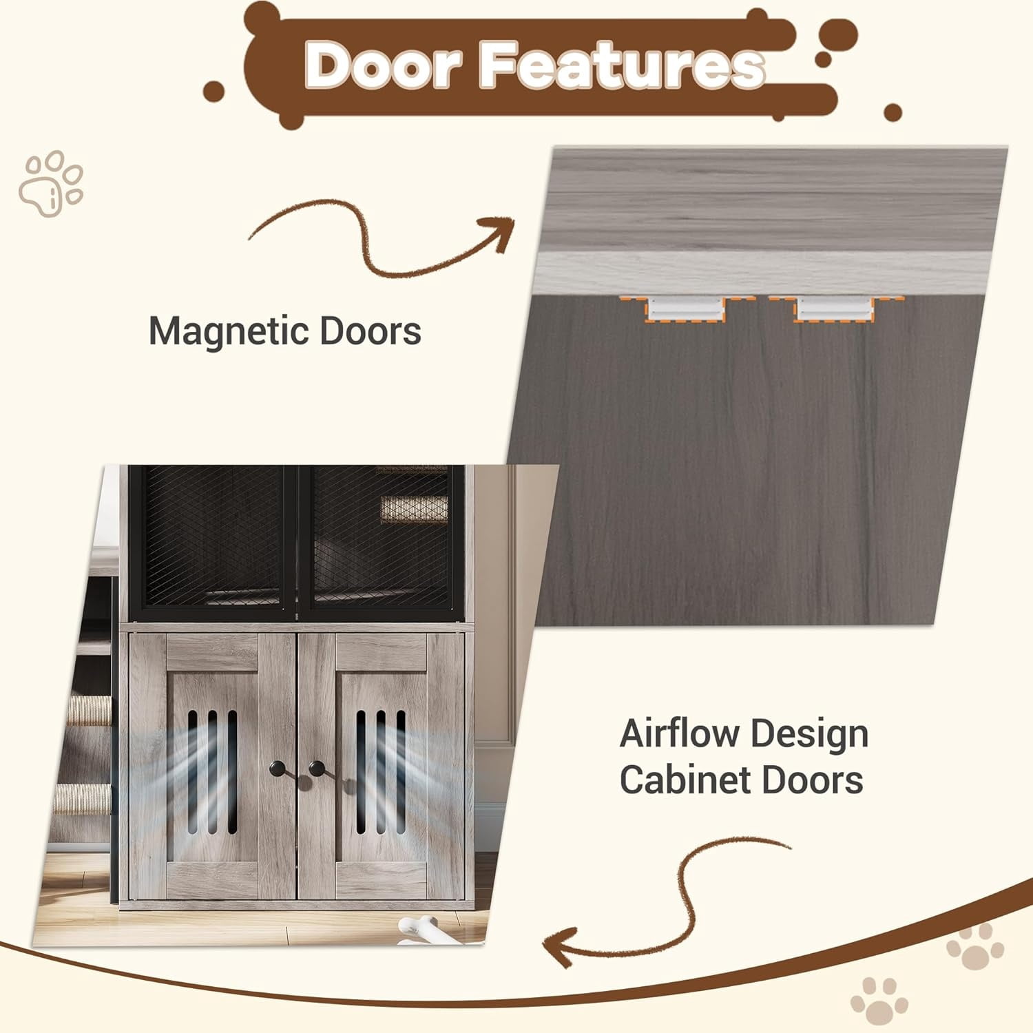 2-Tier Cat Litter Box Furniture - Enclosed Hidden Litter Box Cabinet with Doors, Storage Shelf & Step Ladder - Discrepet Cat Toilet Furniture for Home Decor, Large Size for Multiple Cats