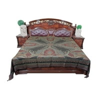 Mogul REVERSIBLE Indian Bedspread Kashmir Blanket Throw Bedding