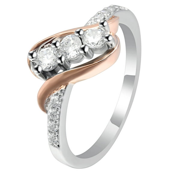 Bianca 3 stone Engagement Wedding Ring Women Two-tone Ginger Lyne Collection