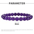 thumbnail image 2 of 1 pulsera elástica de piedras moradas de 8mm. Cuentas, adecuadas para regalos de cumpleaños para hombres y niñas., 2 of 5