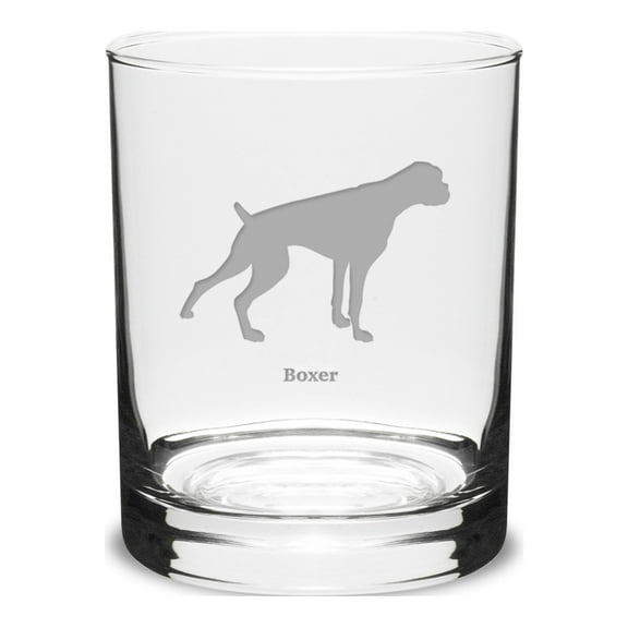 Boxer Deep Etched 14 oz Classic Double Old Fashion Glass