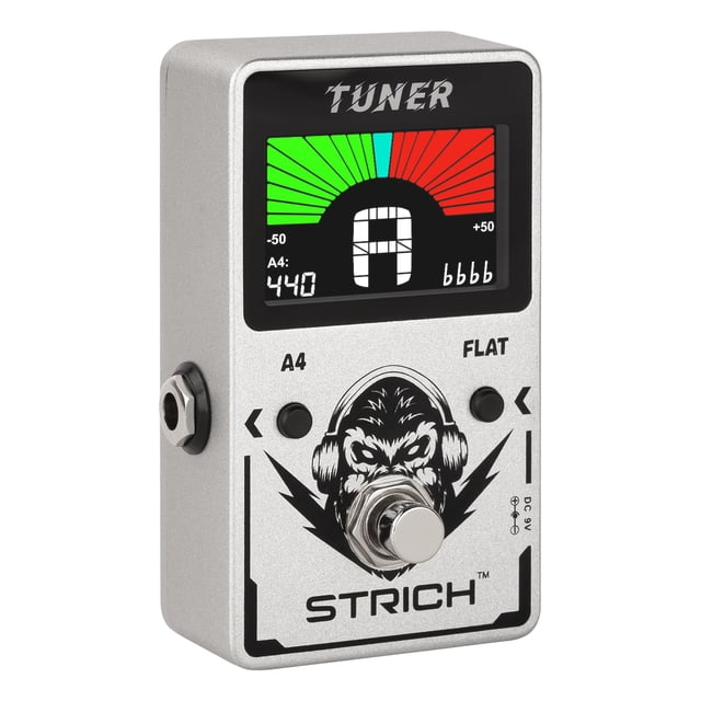 STRICH Guitar Tuner Pedal with Large Color Screen, Precision Chromatic Drop Tuning, 430-450Hz A4 for Electric Guitar, Tr