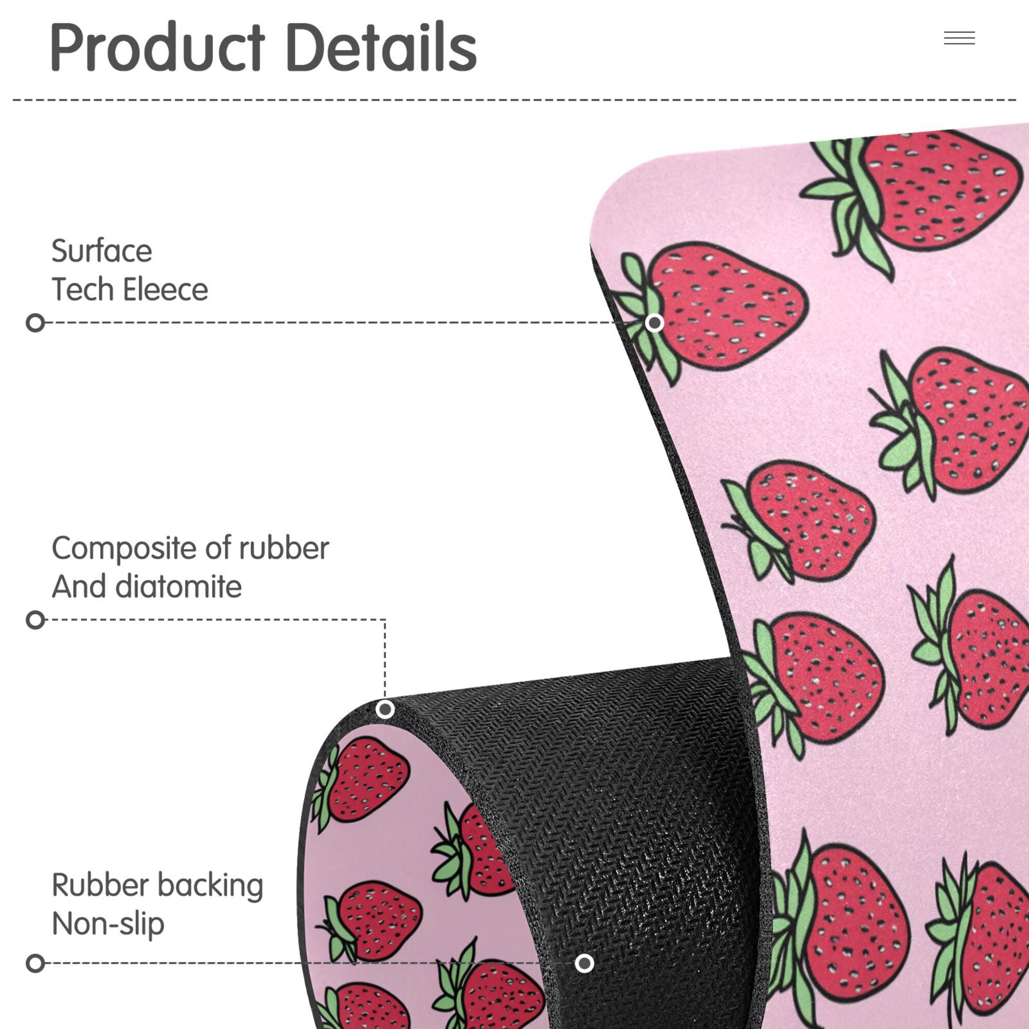 Yayeee Faucet Mat for Kitchen Sink 30" Diatomite Long Splash Guard Pad, Cartoon Strawberry, 2 Pack