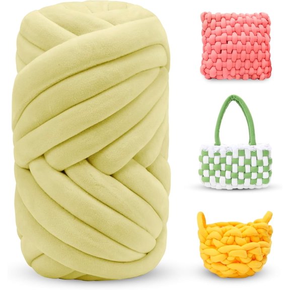 1Pcs 0.55lb/10 Yards Thick Chunky Yarn for Arm Knitting Jumbo Tube Yarn Soft Chunky Knit Blanket Yarn, Velvet Yarn for Crocheting Handbags Hand Knitting Pet Bed Rugs Pillows Crafts