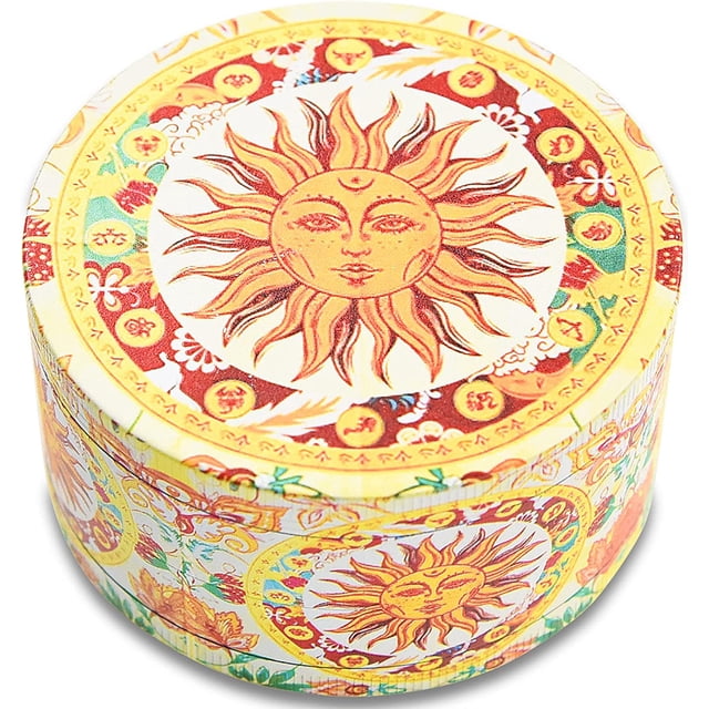 FrostHike 3" Grinder Large Size Grinder, Grinder Sun Moon Yellow Sun Pattern