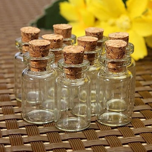 2/5/10pcs Transparent Clear Glass Bottle with Cork Stopper Craft 