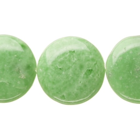 Puffed Heart Beads Puffed Fine Jade Flat Round Beads Semi Precious Gemstones Size: 24x24mm Crystal Energy Stone Healing Power for Jewelry Making ()