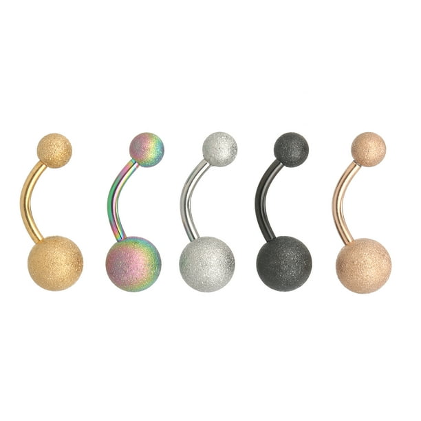 5pcs Multicolor Belly Button Ring Stainless Steel Navel Studs  Hypoallergenic Piercing Jewelry