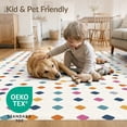 thumbnail image 4 of ODIKA 3'x5' Multicolor Dots White Dot Pattern Washable Accent Rug Playful Geometric Design for Modern Spaces Pet Friendly, Non-Shedding Mat for Bedside, Nursery Room, 4 of 7