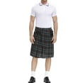 thumbnail image 6 of YAYUBA Men's Kilt for Men Retro Scottish Style Plaid Contrast Waistband Pleated Skirt, Brown, 6 of 7
