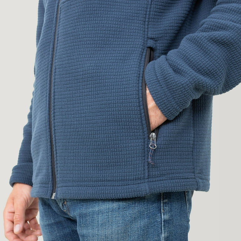 Free Country Men's Soft Full Zip Grid Fleece Jacket (Denim Trail